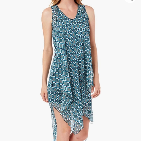 Lined Ellipse' Print Sleeveless Asymmetrical Shift - Picture 6 of 9